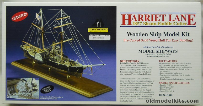 Model Shipways 1/128 Harriet Lane 1857 Steam Paddle Cutter - (Cutter Lavinia), 2010 plastic model kit